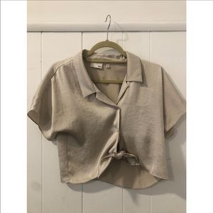 Aritzia Gold Cropped Blouse